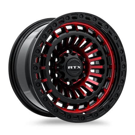 Rtx Alloy Wheel, Moab 18x9 5x127 ET-15 CB71.5 Gloss Black Machined Red 083096